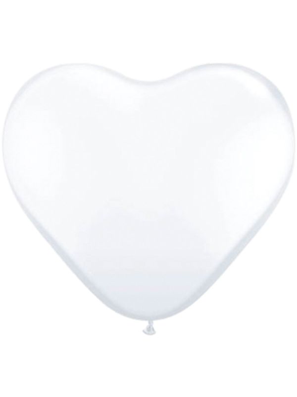 100 Witte Hartvormige Ballonnen 30cm