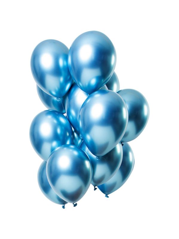 12 Ballonnen Mirror Effect Blauw 33cm