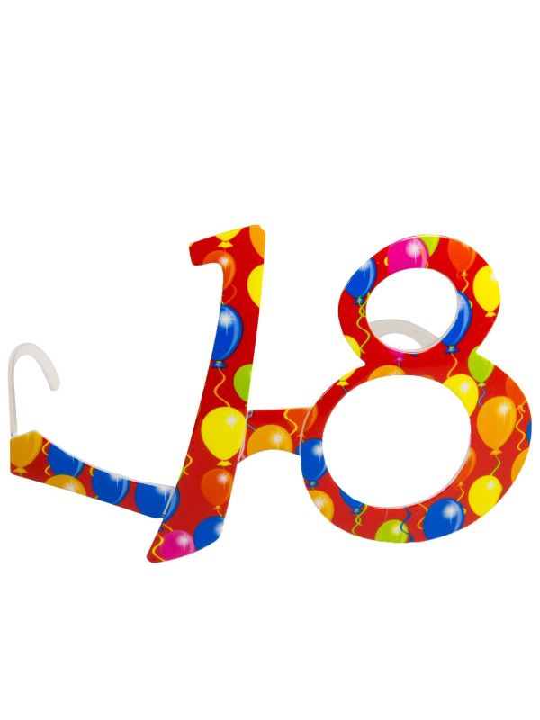 18 Jaar Ballonnen Feest Bril Rood