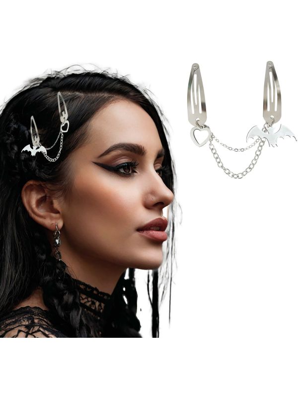 2 Griezelige Vleermuis Haarclips Zilver