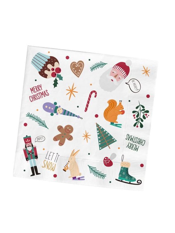 20 Servetten Kerstmis 33x33cm