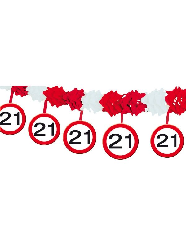 21 Jaar Verkeersbord Slinger met Onderhangers