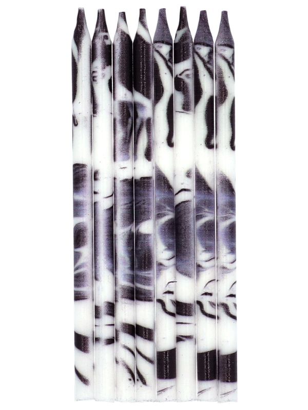 24 Kaarsen Marmer Zwart 10 cm