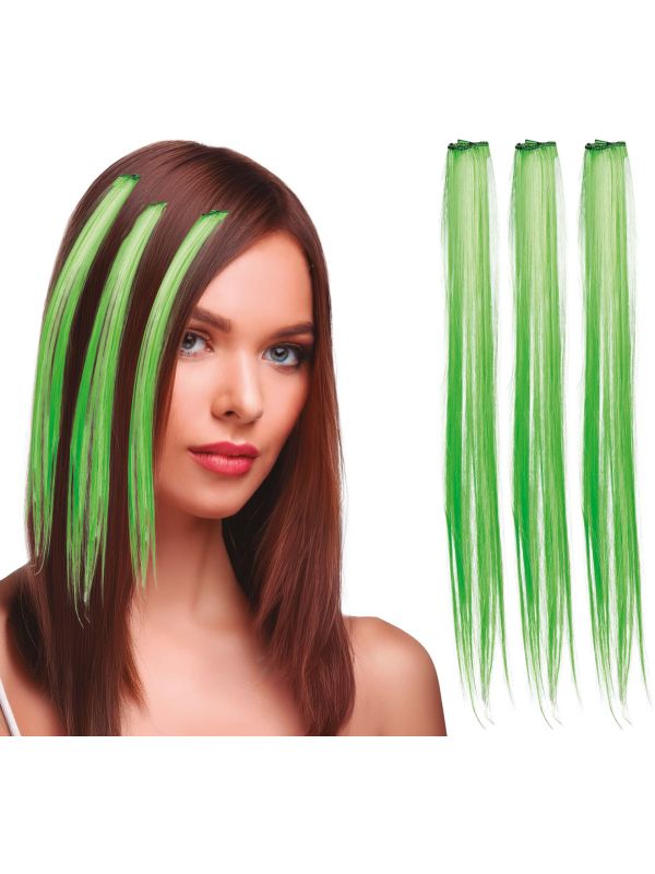 3 Groene Haar Extensions 50cm