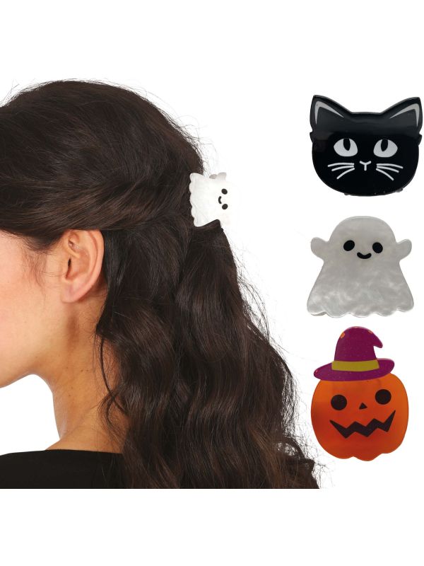 3 Haarclips Halloween Figuren