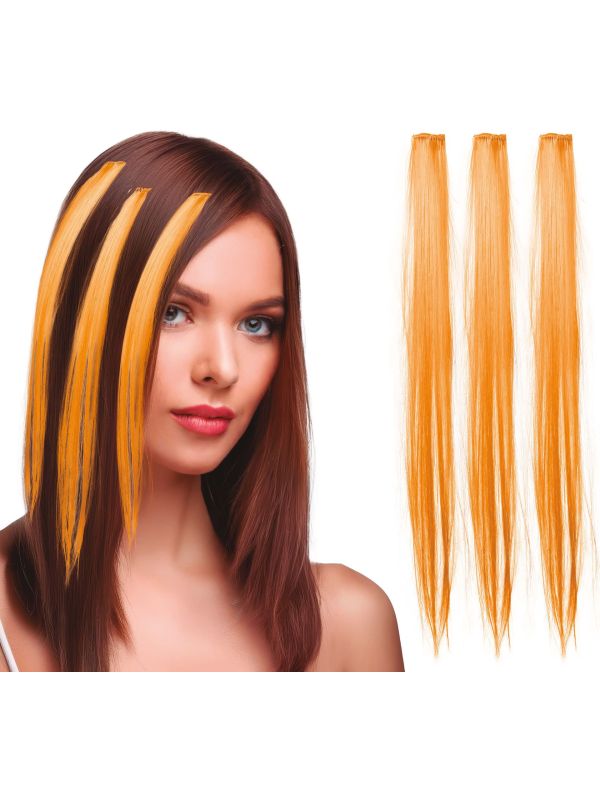 3 Oranje Haar Extensions 50cm