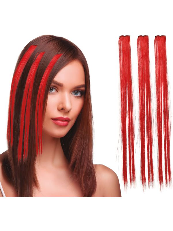 3 Rode Haar Extensions 50cm