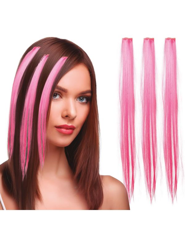 3 Roze Haar Extensions 50cm