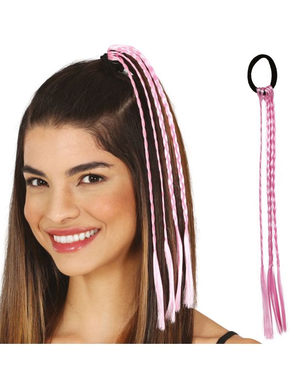 3 Roze Vlecht Haar Extensions 35cm