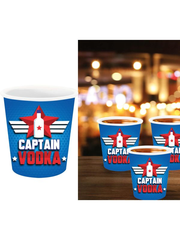3 Wegwerp Shotglazen Captain Vodka