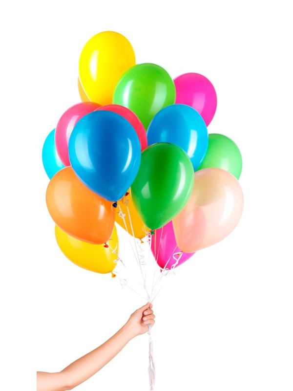 30 Gekleurde Ballonnen met Lint 23cm