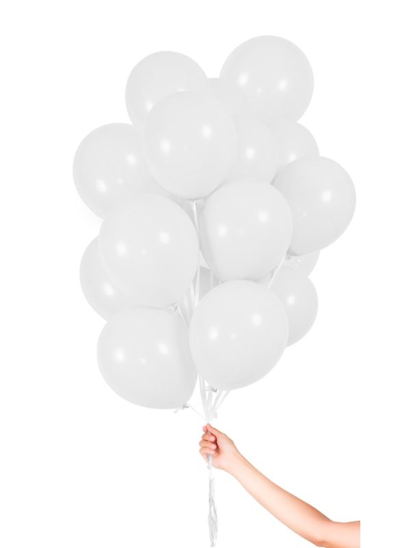 30 Witte Ballonnen met Lint 23cm