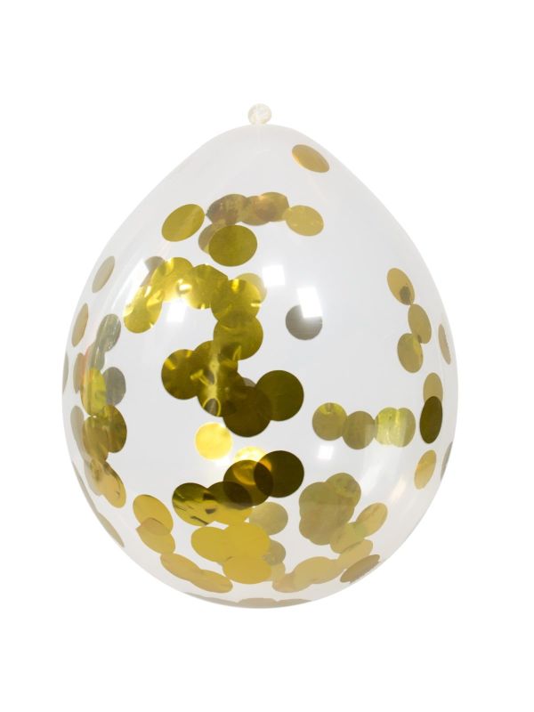 4 Ballonnen met Goudkleurige Confetti 30cm
