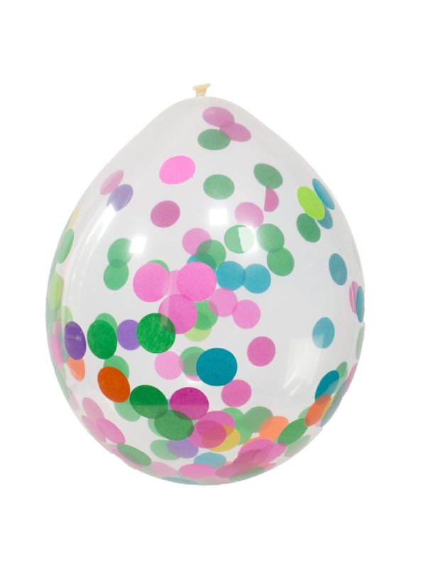 4 Ballonnen met Meerkleurige Confetti 30cm