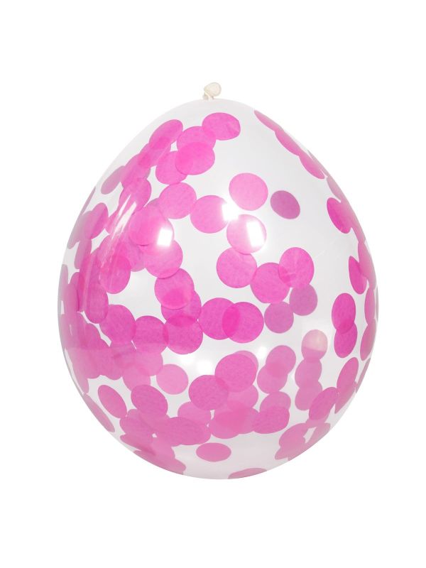 4 Ballonnen met Roze Confetti 30cm