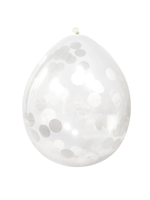 4 Ballonnen met Witte Confetti 30cm
