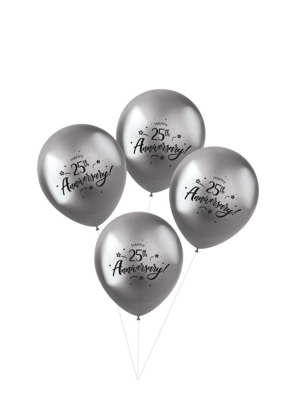 4 Ballonnen Shimmer 25Th Anniversary 33cm