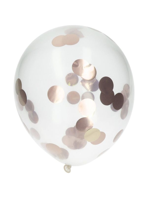 4 Rose Goudkleurige Confetti Ballonnen 30cm