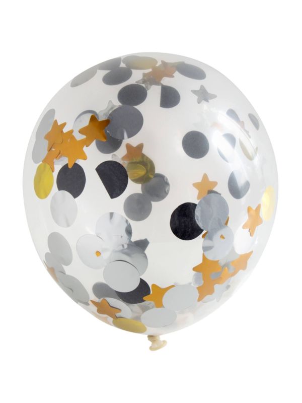 4 Stippen en Sterren Confetti Ballonnen 30cm