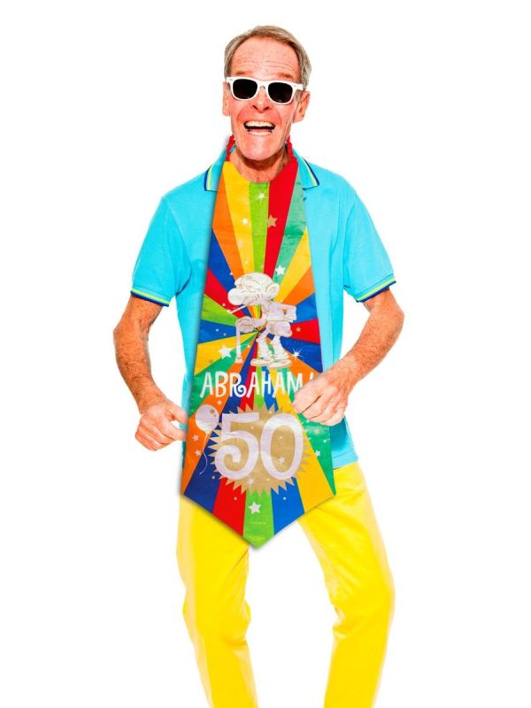 50 Jaar Abraham Knalfeest Stropdas Xxl