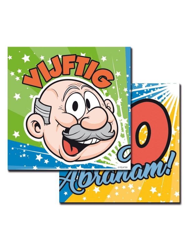 50 Jaar Abraham Regenboog Servetten 20 Stuks