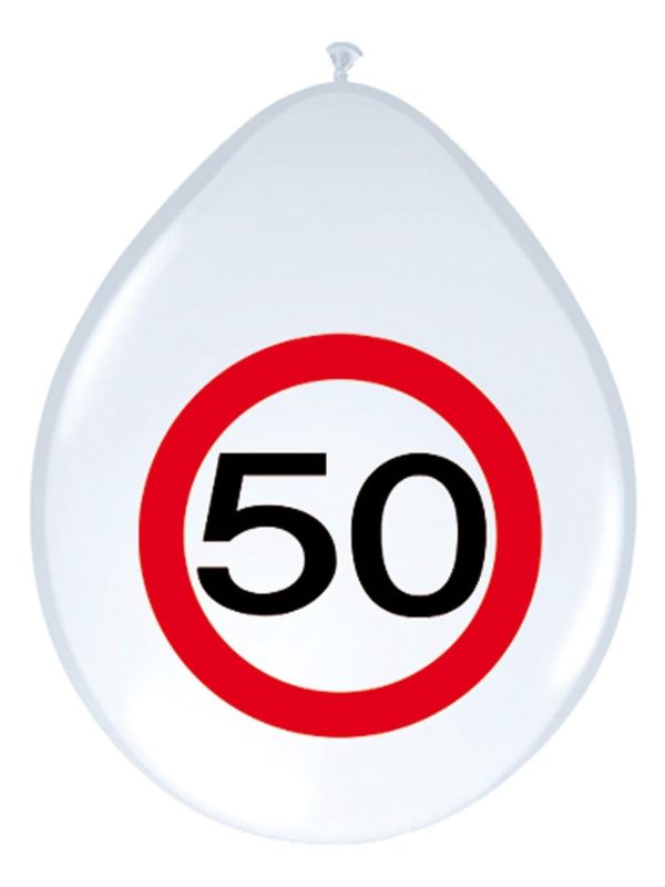 50 Jaar Verkeersbord Ballonnen 8 Stuks