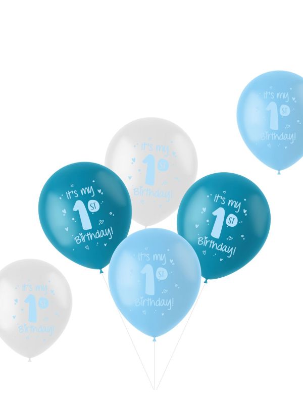 6 Ballonnen 'It Is My 1St Birthday!' Blauw 33cm