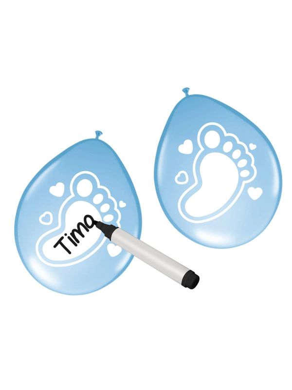 6 Beschrijfbare Ballonnen Baby Jongen