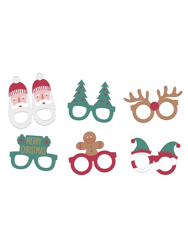 6 Papieren Brillen Kerstmis