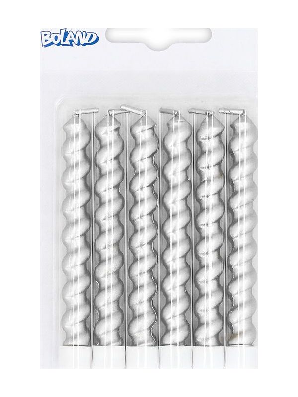 6 Zilveren Swirl Kaarsjes met Houder