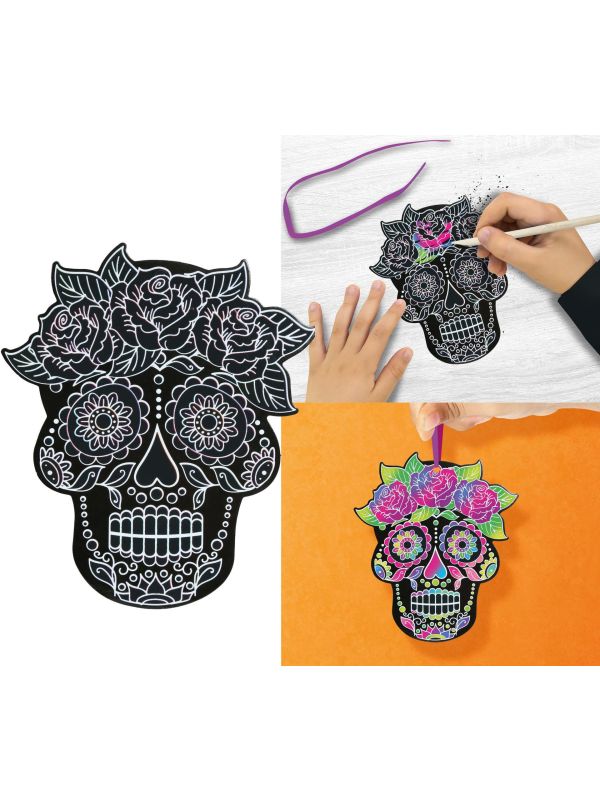6 Zwarte Dia De Muertos Kleursetjes 12cm
