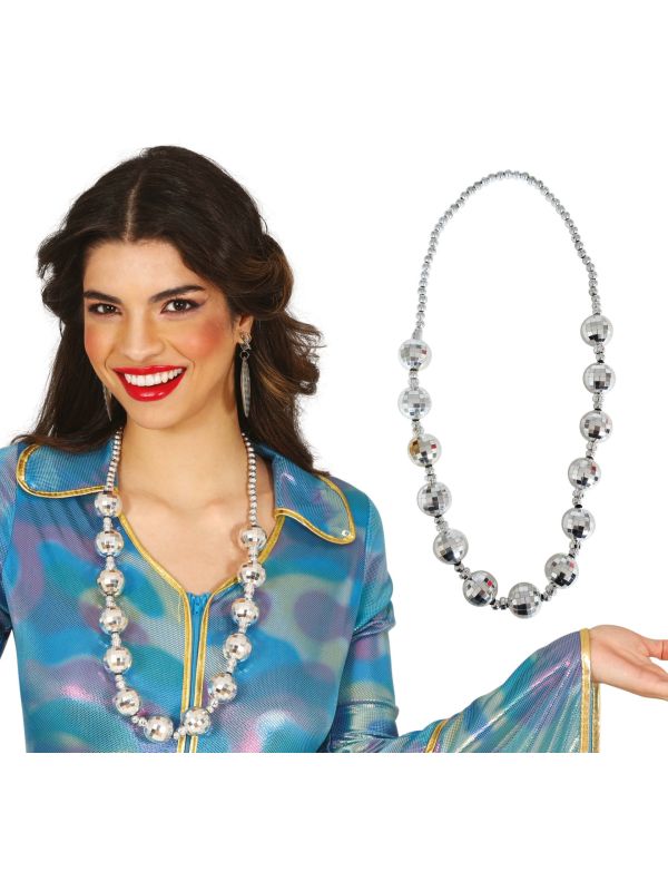 70's Discoballen Ketting Zilver