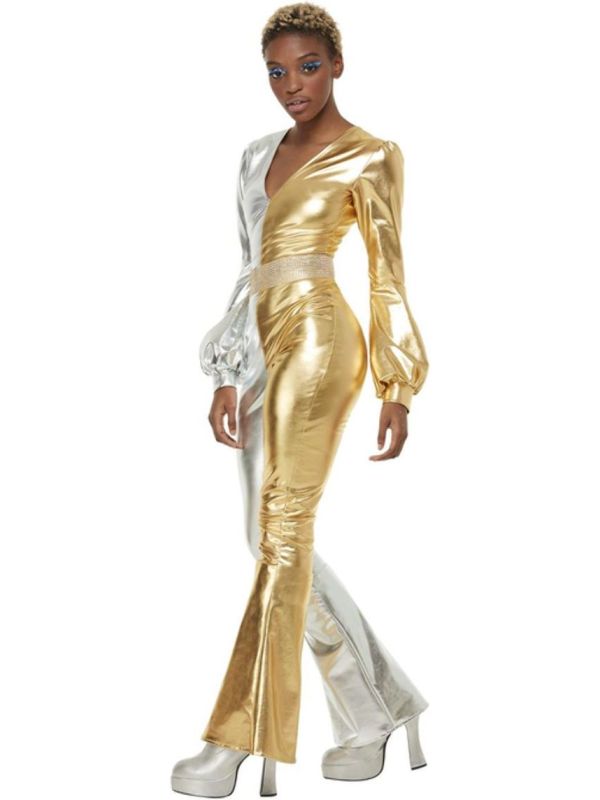 70's Glamour Kostuum Dames Goud en Zilver