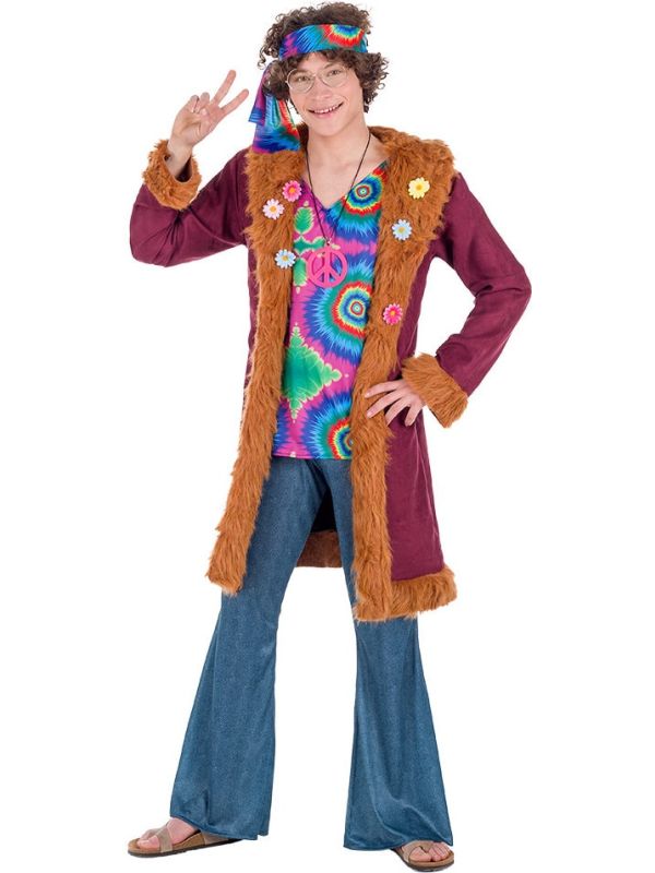 70's Hippie Kostuum Heren met Jas