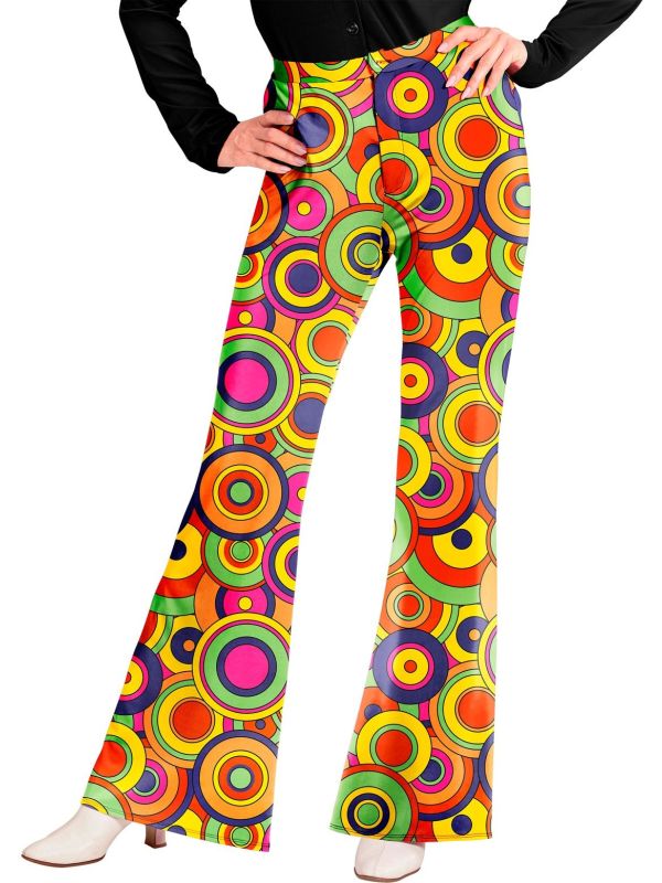 70's Retro Broek Cirkels Dames Geel