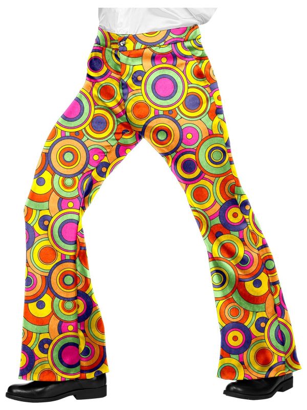 70's Retro Broek Cirkels Heren Geel