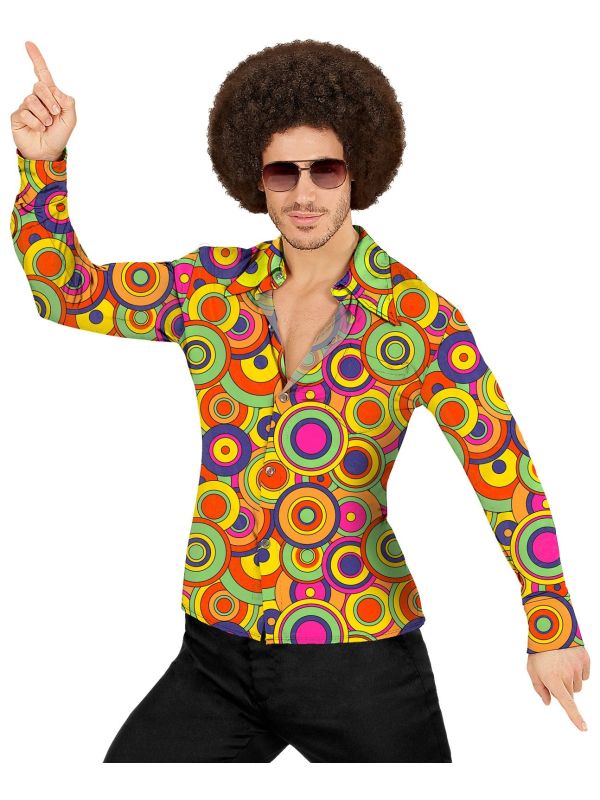 70's Retro Shirt Cirkels Heren Geel