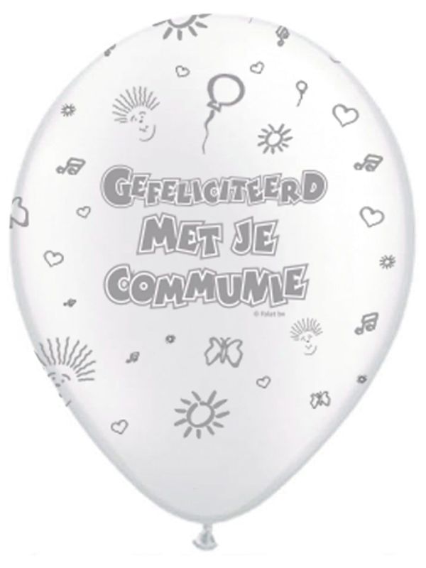 8 Communie Ballonnen Parelwit 30cm