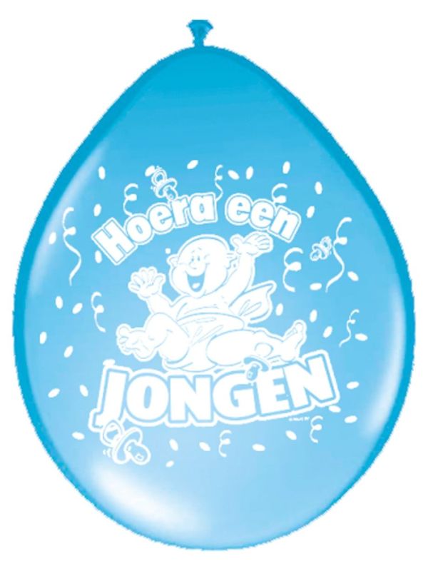 8 Geboorte Ballonnen Hoera Een Jongen 30cm
