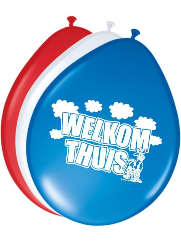8 Welkom Thuis Ballonnen Rood Wit Blauw