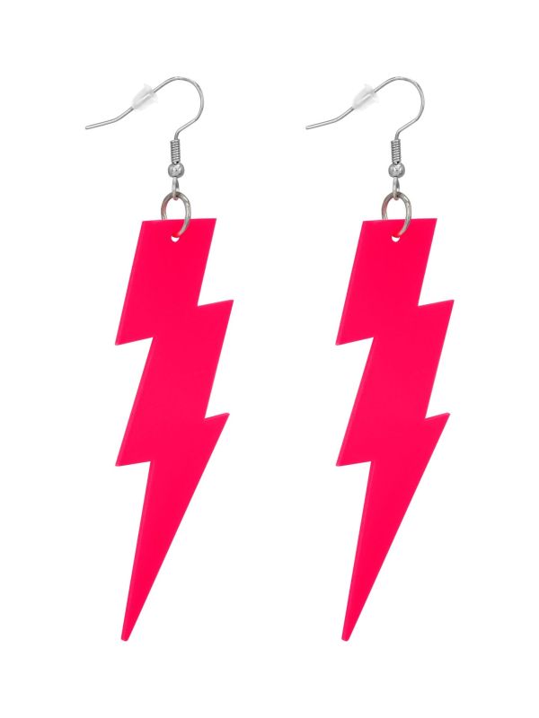 80s Neon Roze Bliksem Oorbellen Dames