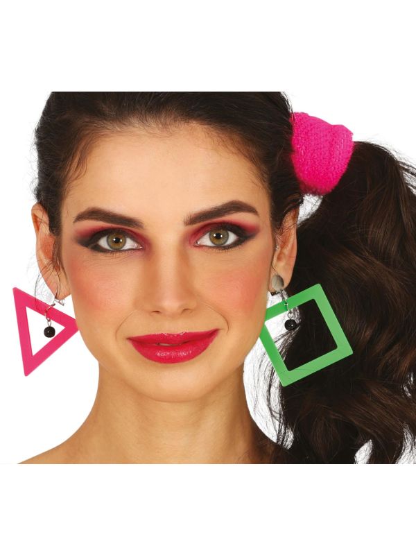 80's Oorbellen Retro Groen Roze
