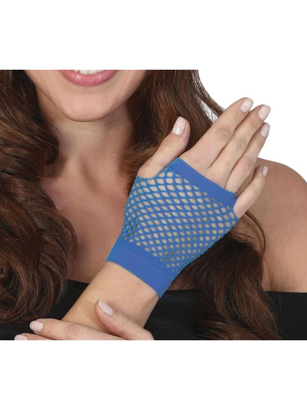 80's Retro Blauwe Visnet Handschoenen