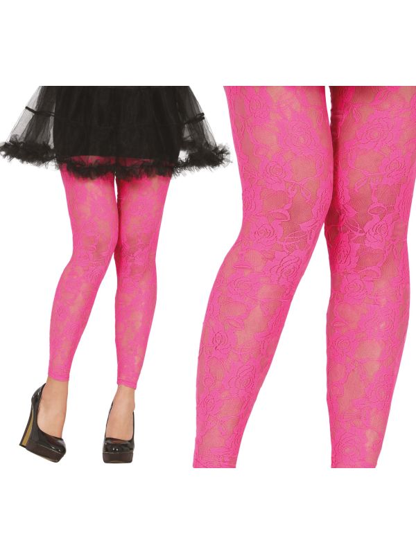 80's Retro Roze Rozen Voetloze Panty Dames