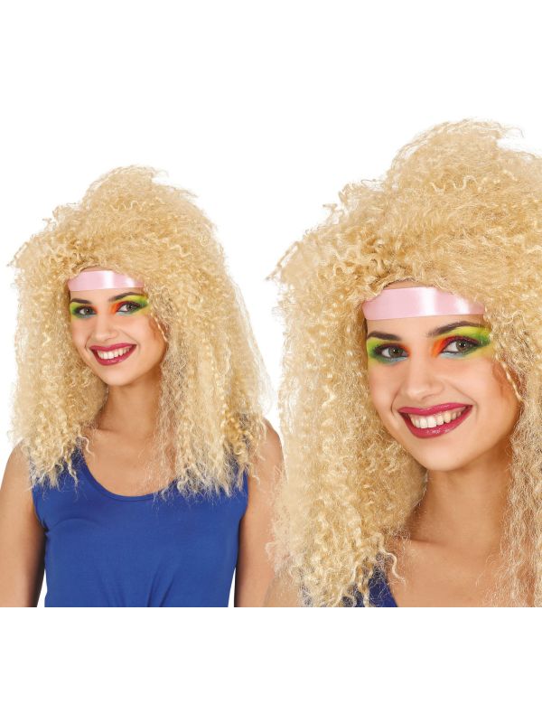 80's Sportieve Pruik Blonde Krullen