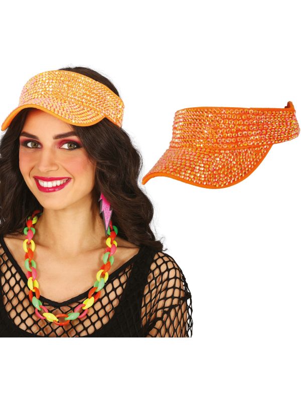 80's Zonneklep Oranje met Studs