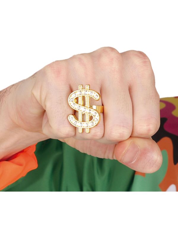 90's Gouden Dollarteken Foute Ring