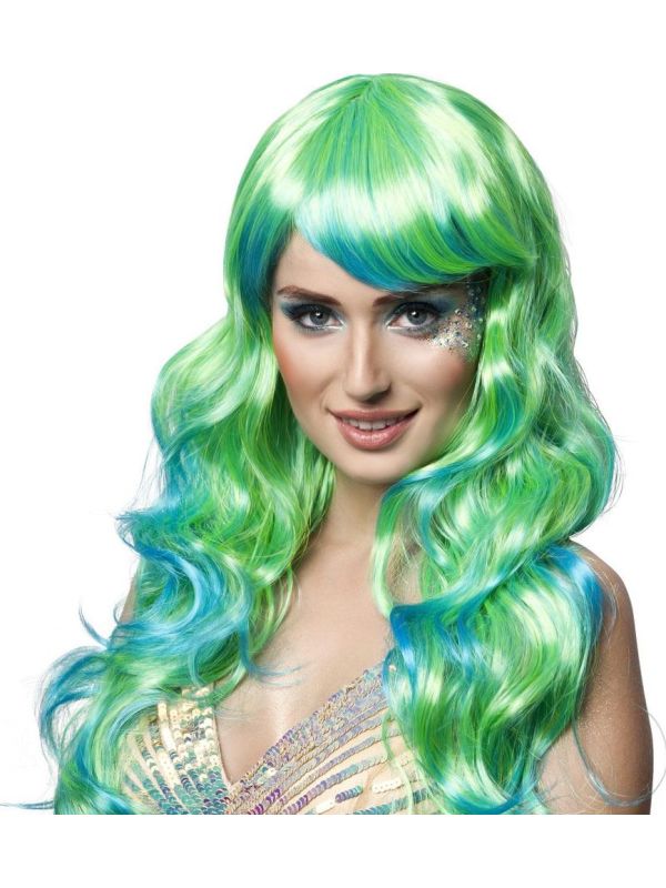 Aqua Groene Zeemeermin Pruik Dames