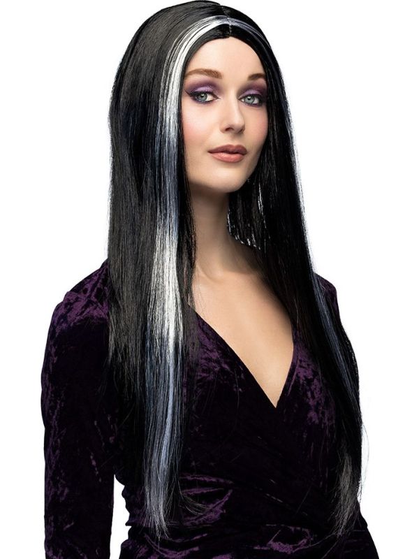 Aurora Heksen Pruik Zwart Wit