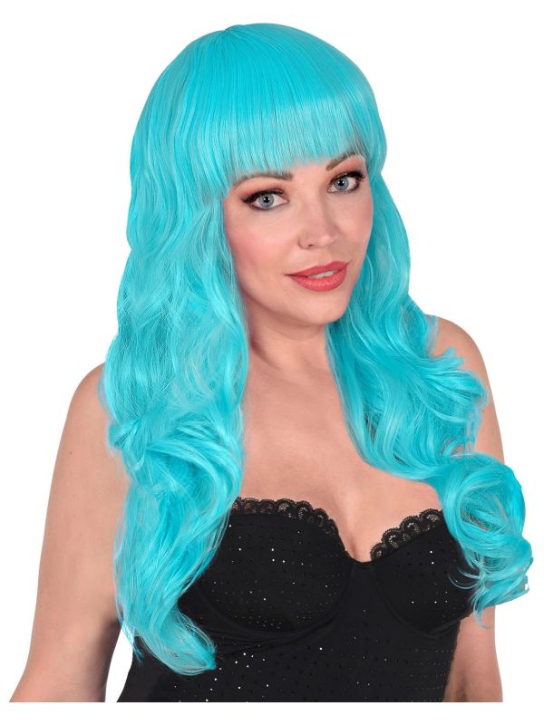 Azuur Blauwe Bella Pruik Dames